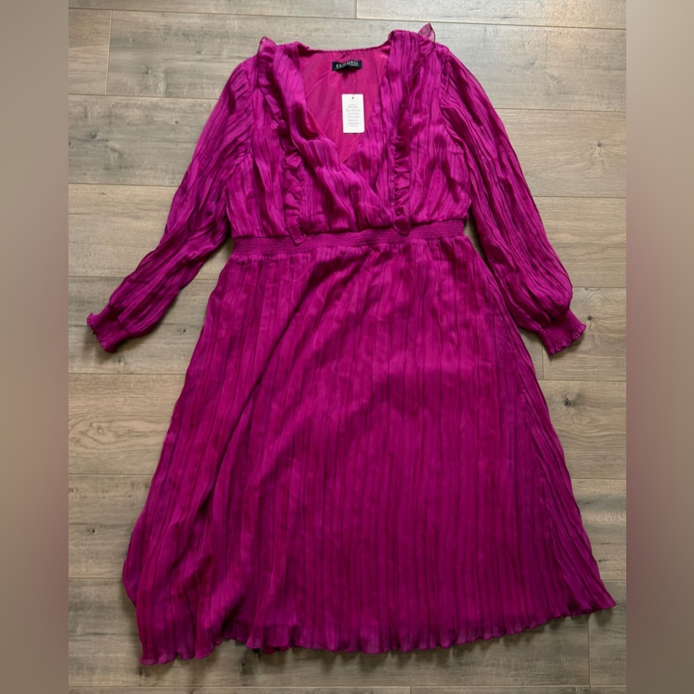 Eloquii Vibrant Fuchsia Long Sleeve Dress - Picture 4 of 6